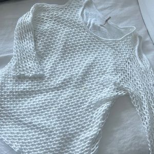 Pete‎ White LS Sleeve Net Cover Up Top